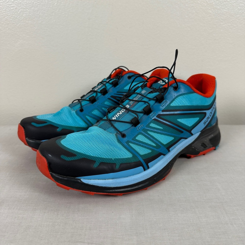 Salomon Women's 10 Wings Pro 2 Trail Running Shoes Blue Orange Outdoors
